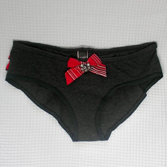 Victoria's Secret Jingle Bell Black Red Plaid Ruffle Panties Underwear Small - Picture 6 of 8